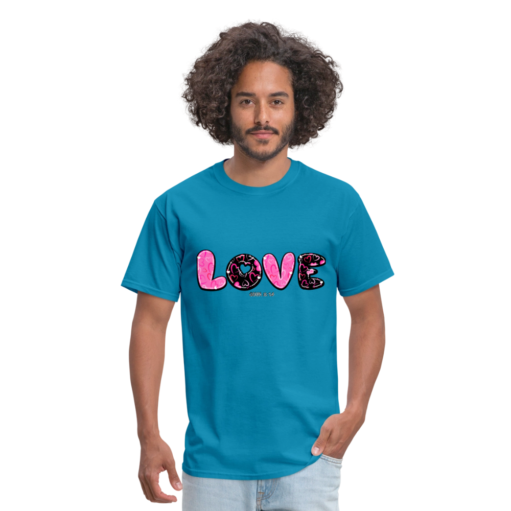 John 3:16 Pink and Black Classic T-Shirt - turquoise