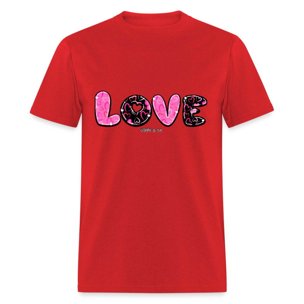 John 3:16 Pink and Black Classic T-Shirt - red