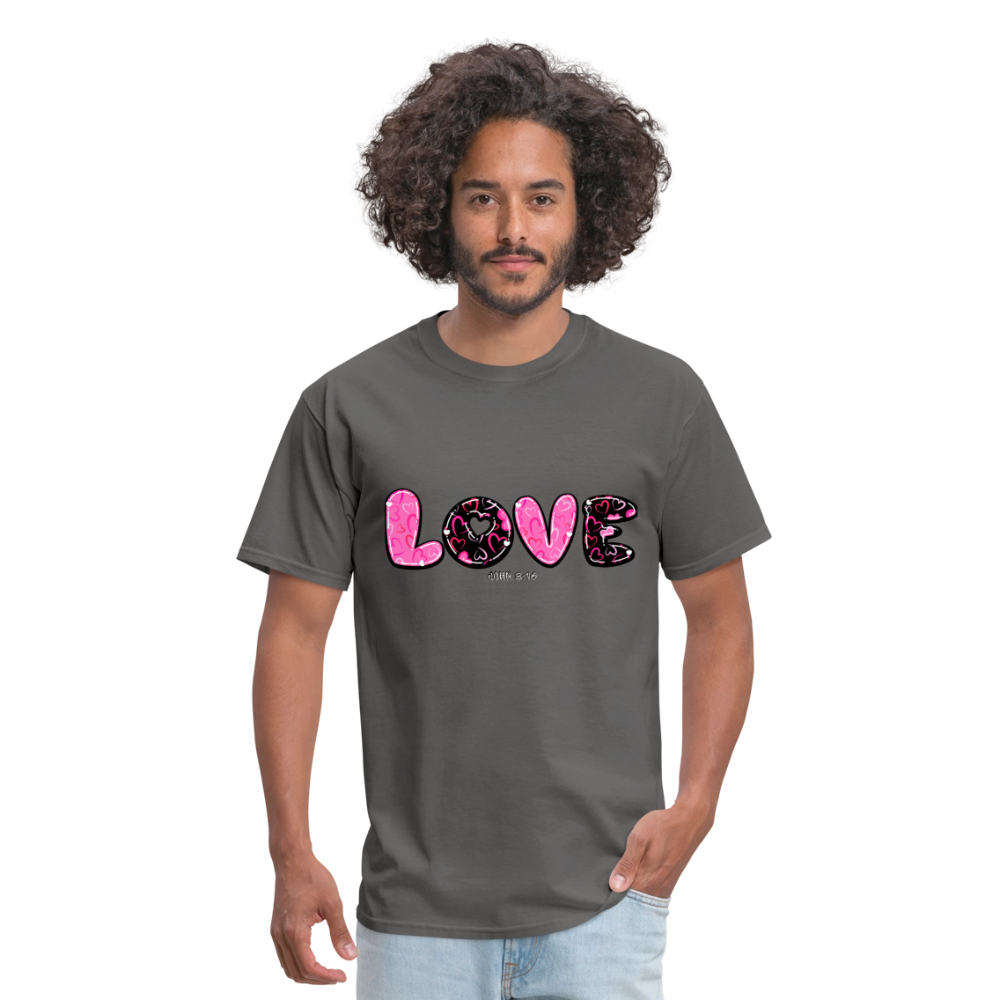 John 3:16 Pink and Black Classic T-Shirt - charcoal