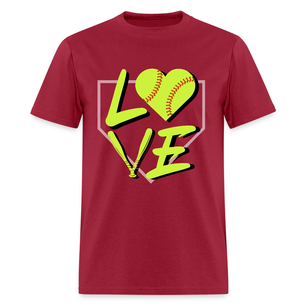Softball LOVE Block Classic T-Shirt - dark red