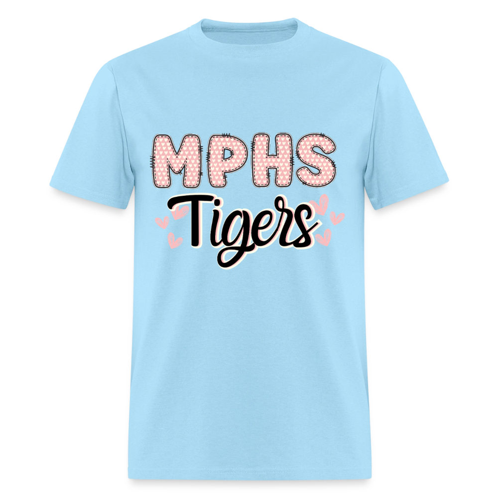 MPHS Tigers Heart Patchwork T-Shirt | GILDAN 5000 - powder blue