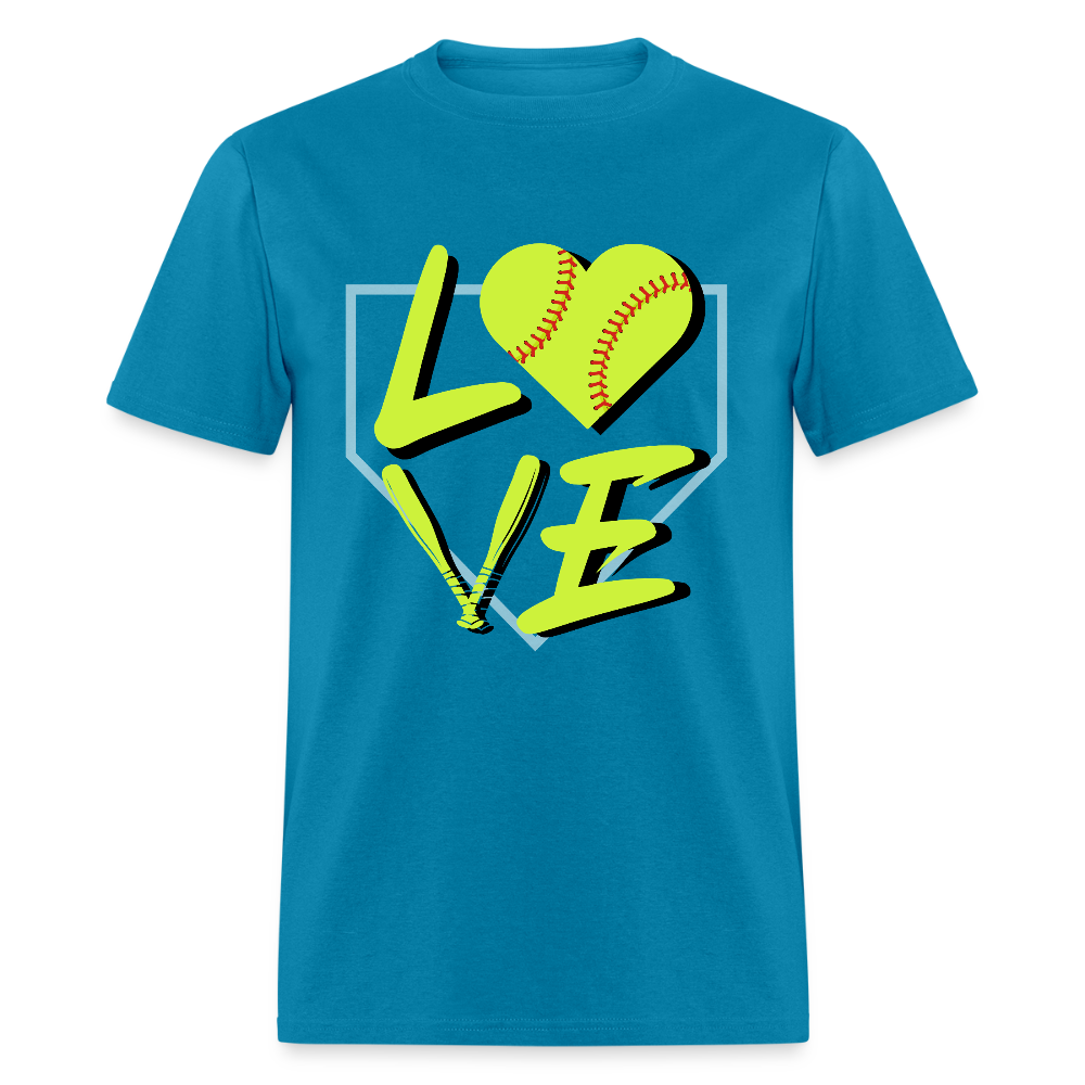 Softball LOVE Block Classic T-Shirt - turquoise