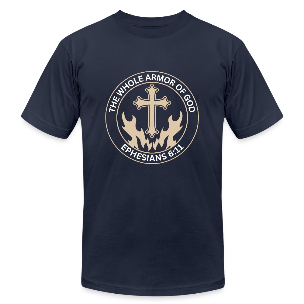 Ephesians 6:11 Unisex Jersey T-Shirt by Bella + Canvas - navy
