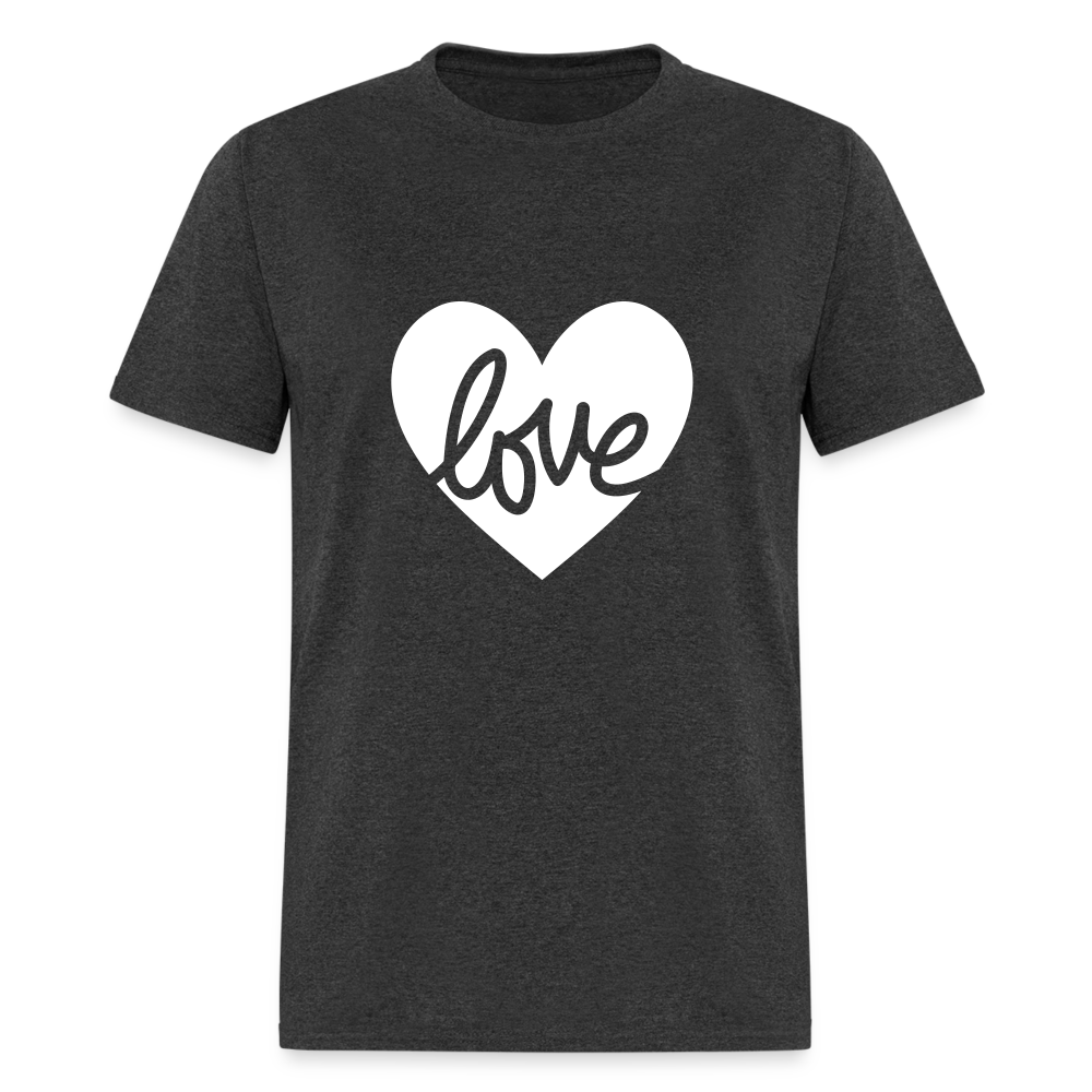 Love White Heart Unisex Classic T-Shirt - heather black