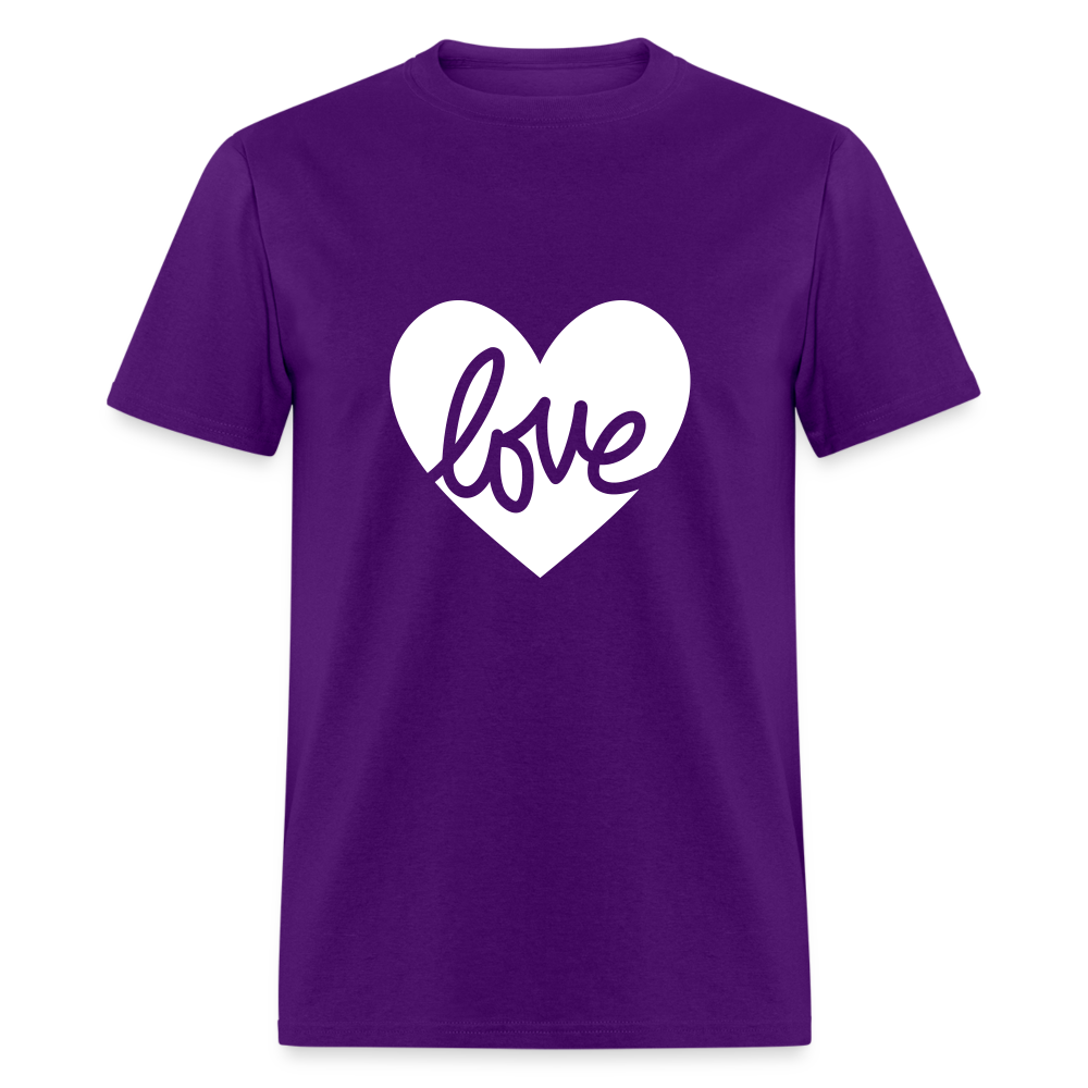 Love White Heart Unisex Classic T-Shirt - purple