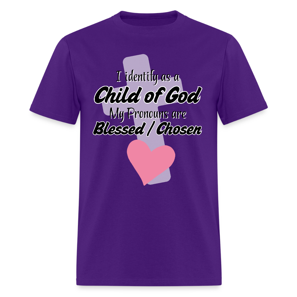 Child of God Cross & Heart Classic T-Shirt - purple