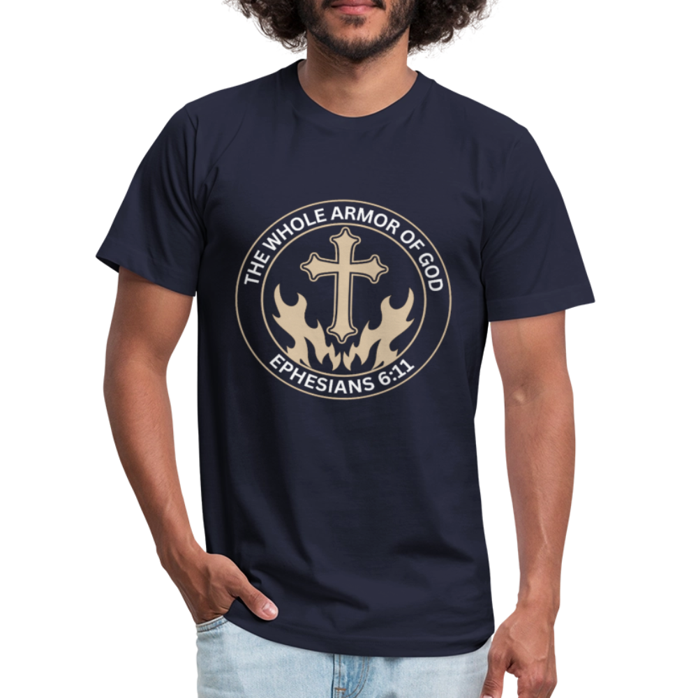 Ephesians 6:11 Unisex Jersey T-Shirt by Bella + Canvas - navy