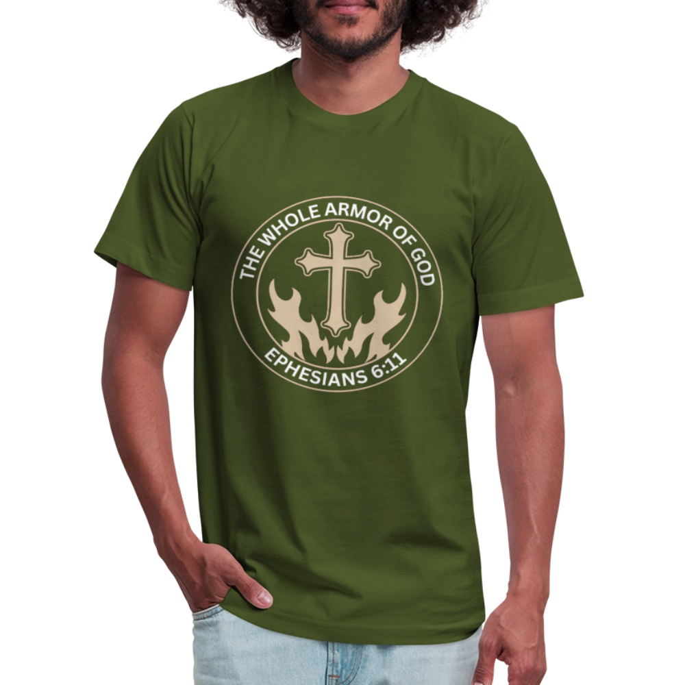 Ephesians 6:11 Unisex Jersey T-Shirt by Bella + Canvas - olive
