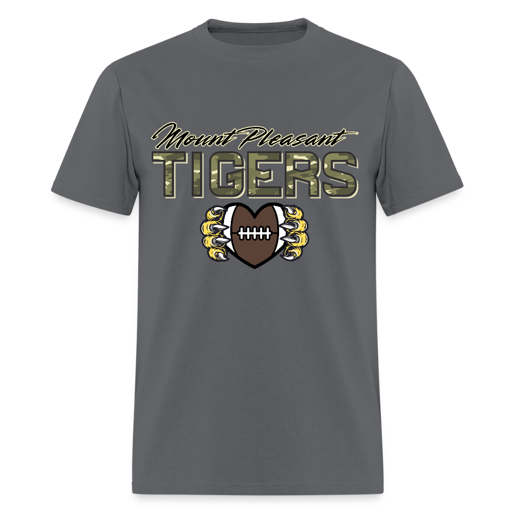 MP Tiger Camo Football Love T-Shirt | GILDAN 5000 - charcoal