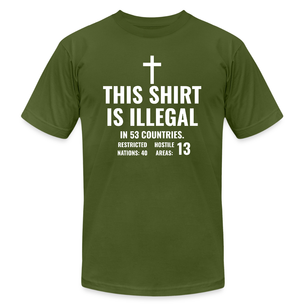Illegal Shirt Jersey T-Shirt by Bella + Canvas - olive