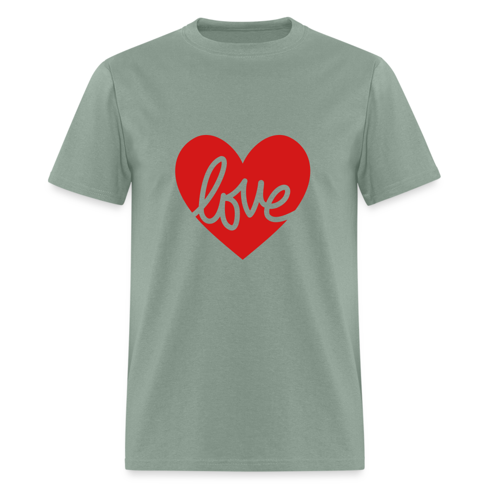 Love Red Heart Unisex Classic T-Shirt - sage