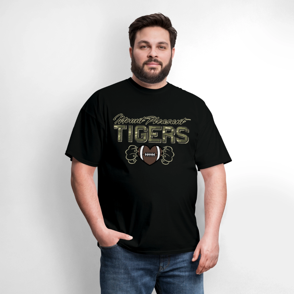 MP Tigers Camo Paws Football T-Shirt | GILDAN 5000 - black