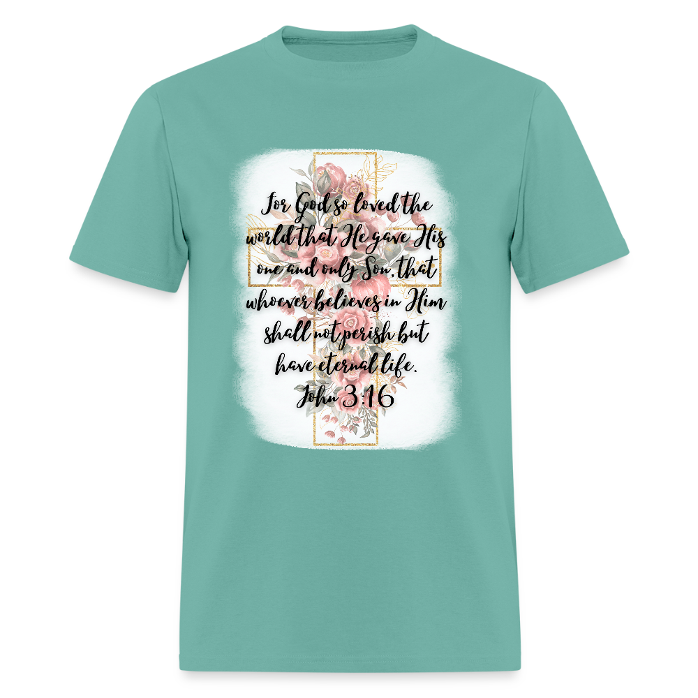 John 3:16 Cross Classic T-Shirt - aquatic