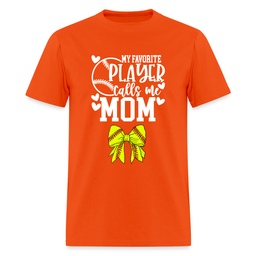 Fav Player Calls Me Mom Softball Bow Classic T-Shirt - orange