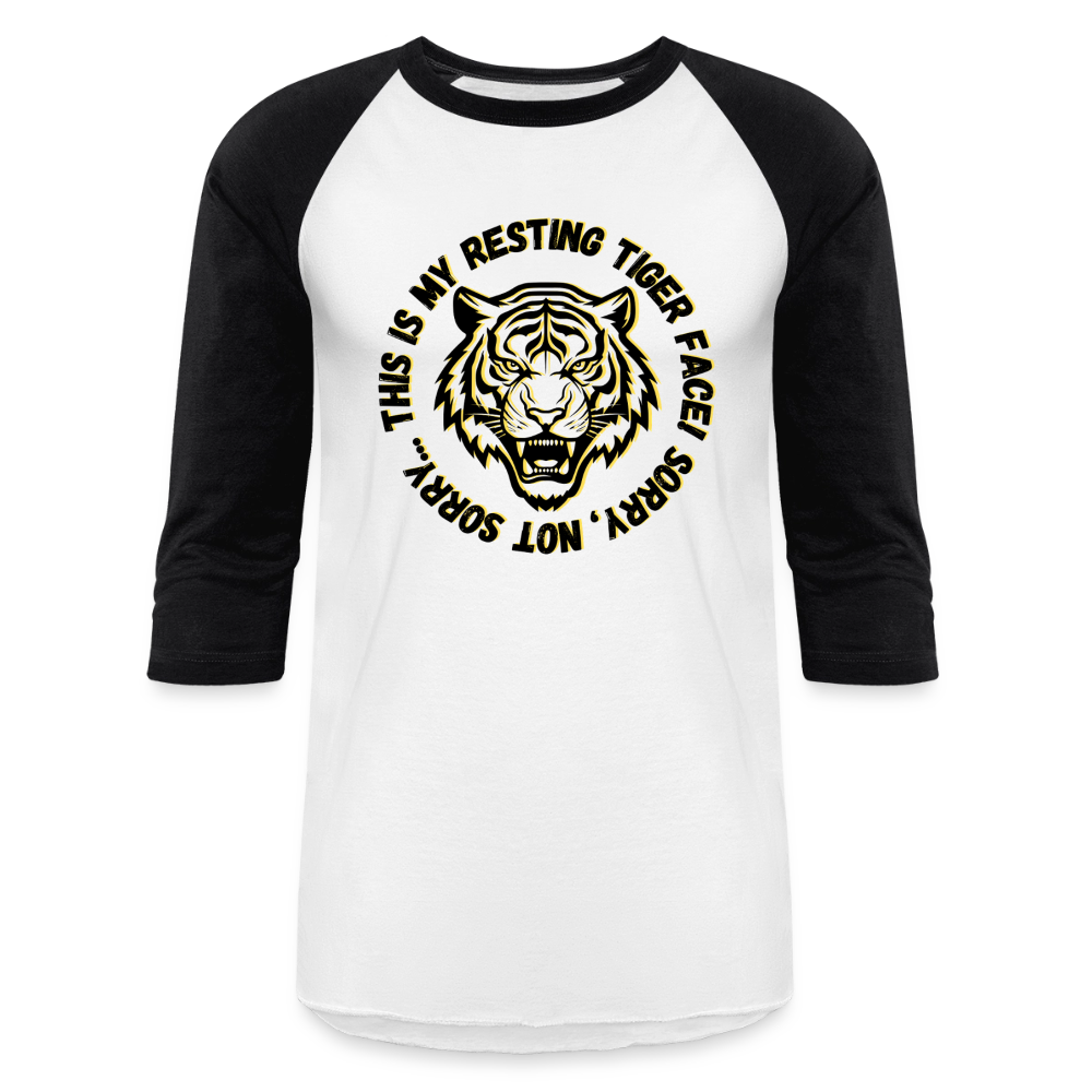 Resting Tiger Face Baseball T-Shirt - white/black