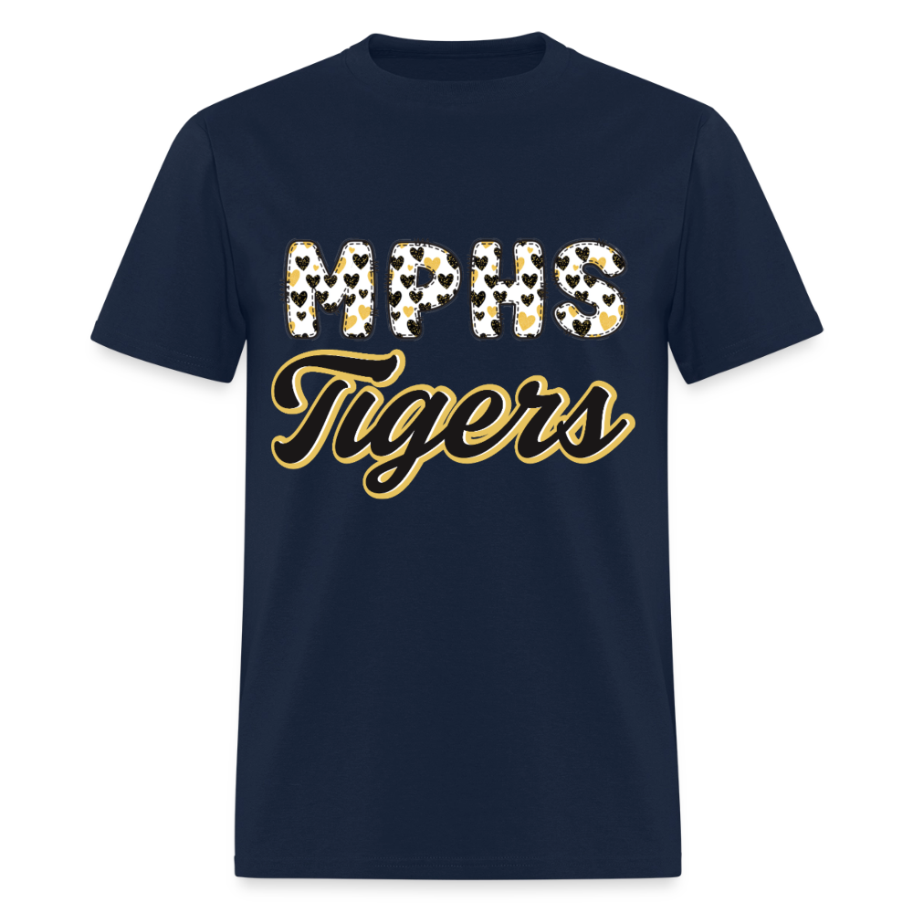 MPHS Tigers Black & Gold Hearts T-Shirt | GILDAN 5000 - navy