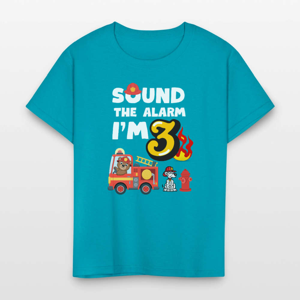 Sound the Alarm I'm 3 Kids' T-Shirt - turquoise