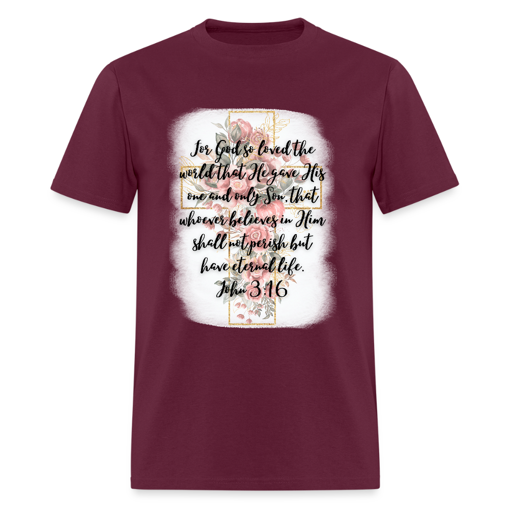 John 3:16 Cross Classic T-Shirt - burgundy
