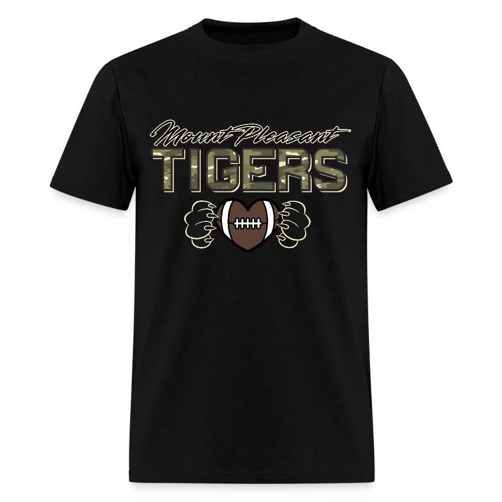 MP Tigers Camo Paws Football T-Shirt | GILDAN 5000 - black