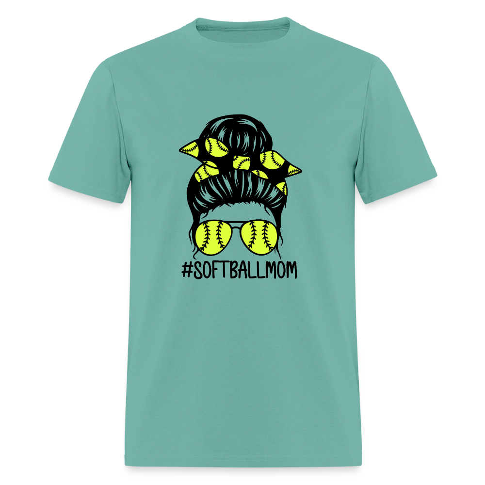 Softball Mom Bun Classic T-Shirt - aquatic
