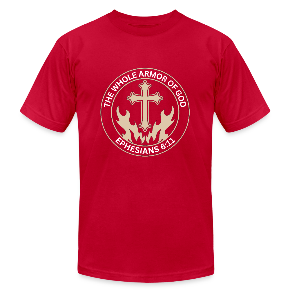 Ephesians 6:11 Unisex Jersey T-Shirt by Bella + Canvas - red