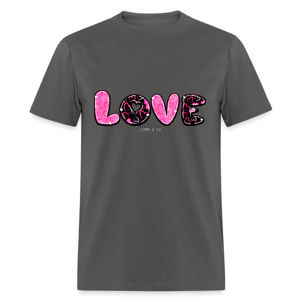 John 3:16 Pink and Black Classic T-Shirt - charcoal
