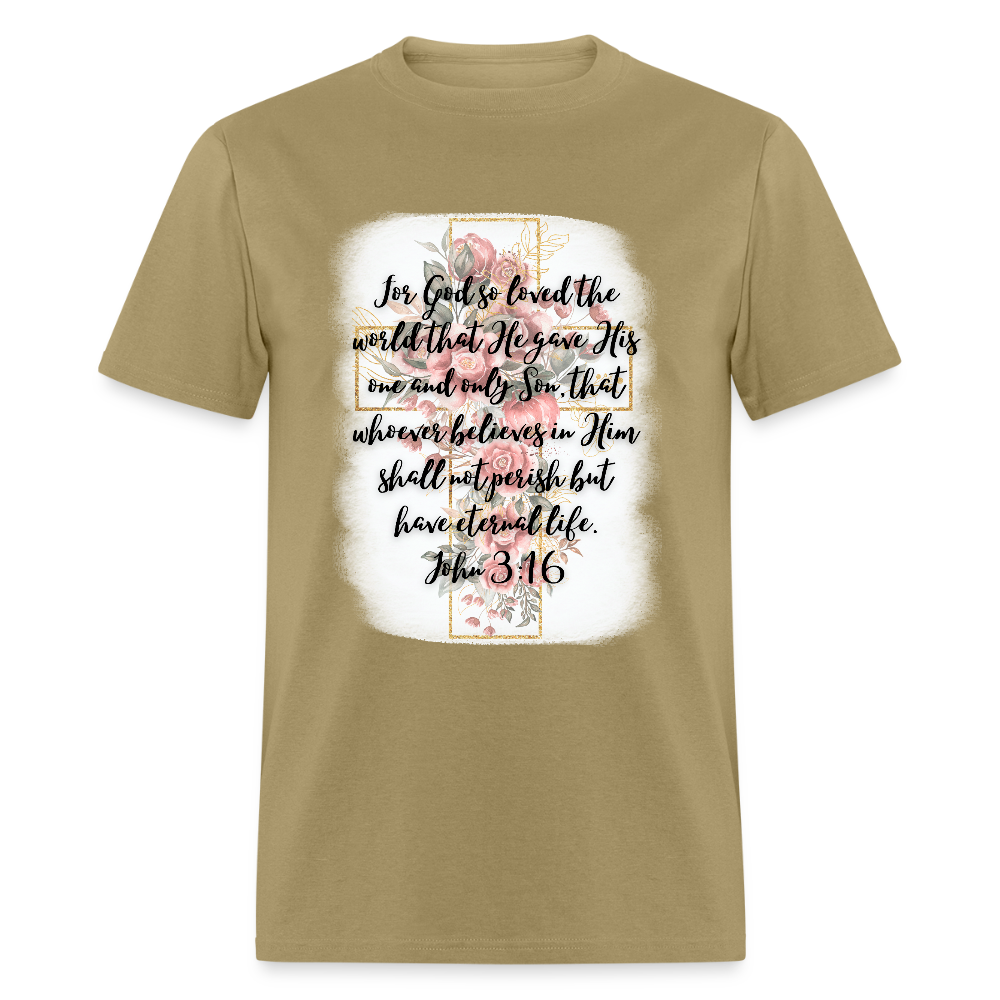 John 3:16 Cross Classic T-Shirt - khaki