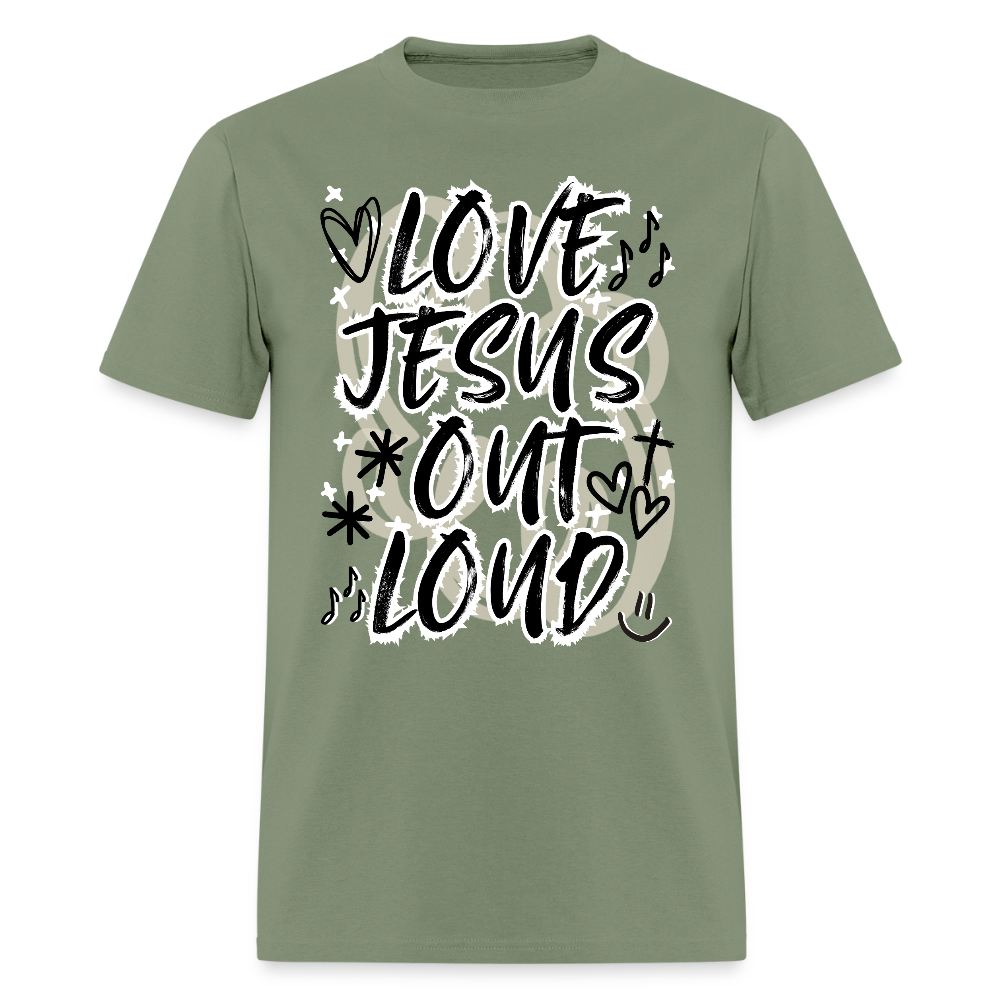 LOVE JESUS OUT LOUD DOODLE Unisex Classic T-Shirt - military green