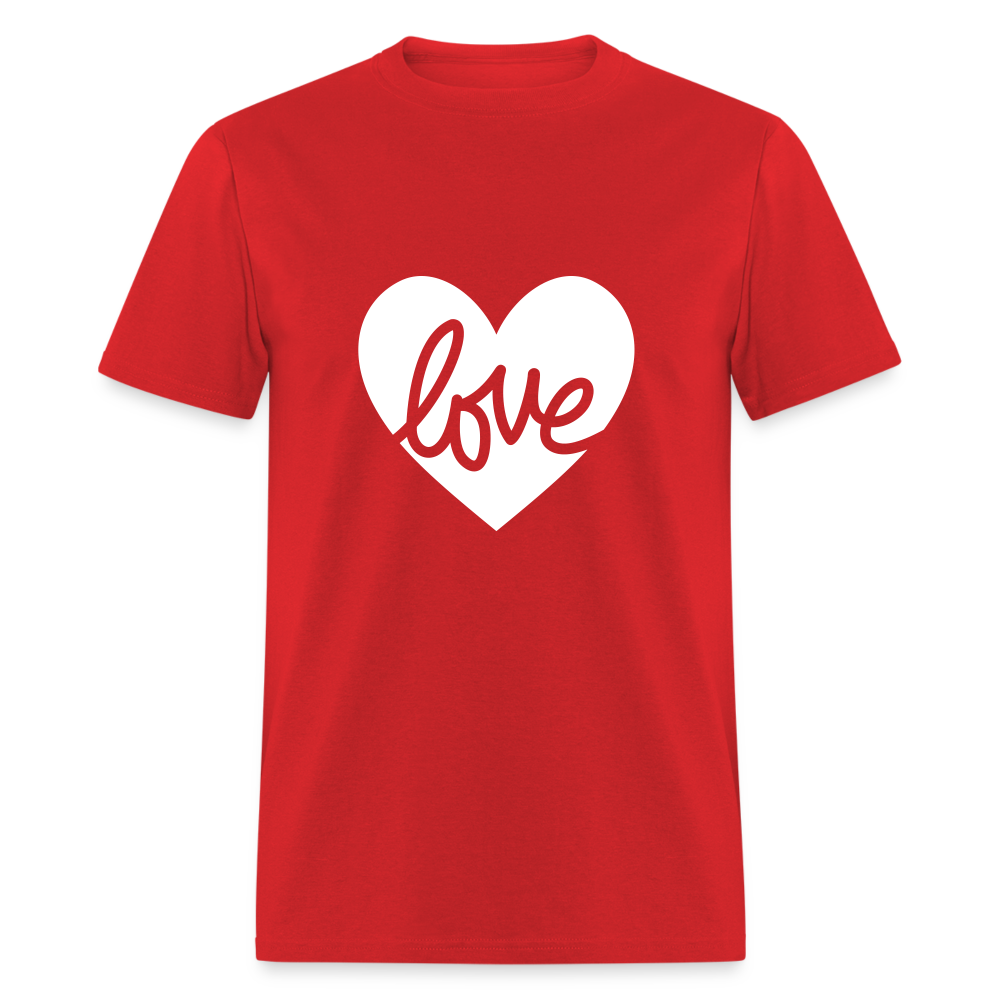 Love White Heart Unisex Classic T-Shirt - red