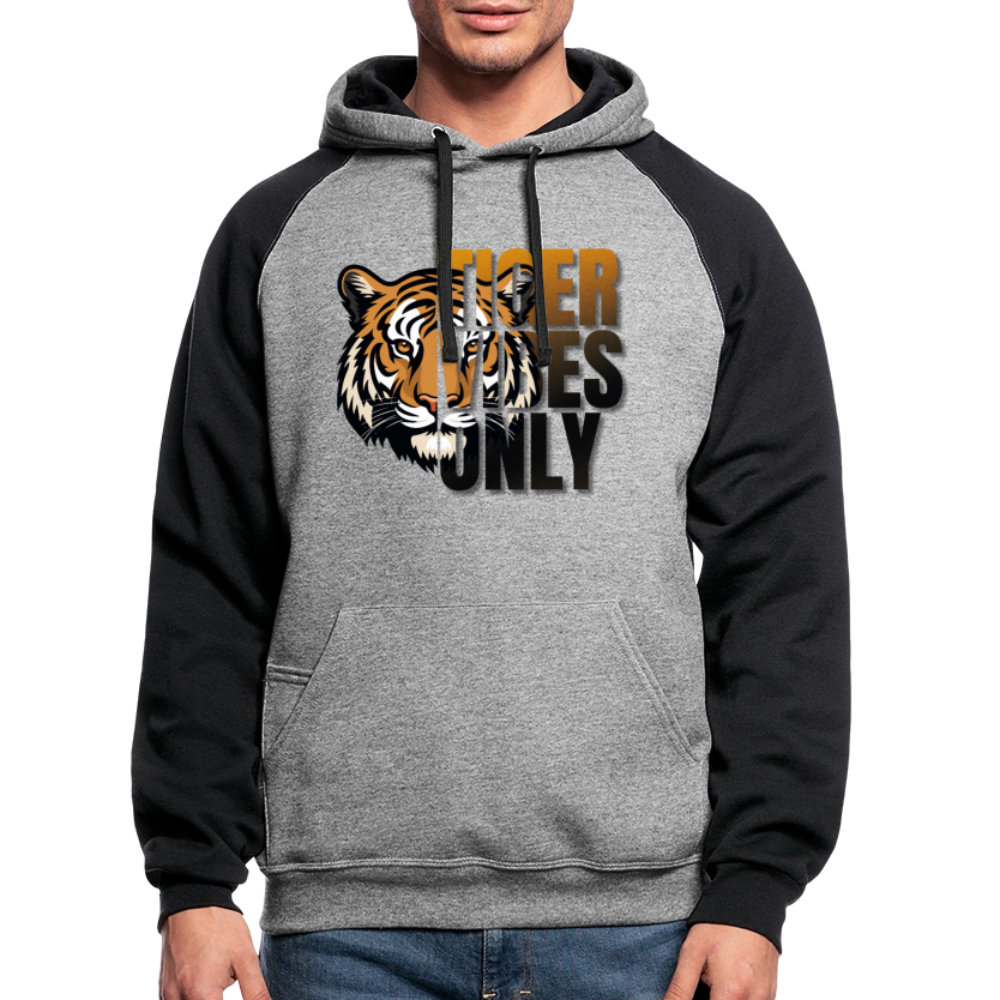 Tiger Vibes Only Colorblock Hoodie - heather gray/black