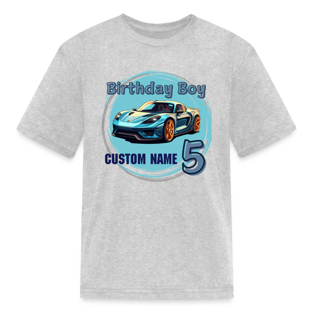 Birthday Boy Custom 5 Car Kids' T-Shirt - heather gray