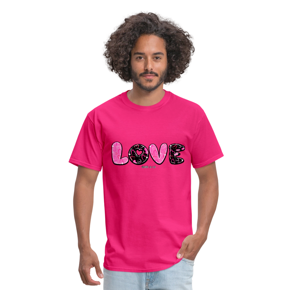John 3:16 Pink and Black Classic T-Shirt - fuchsia