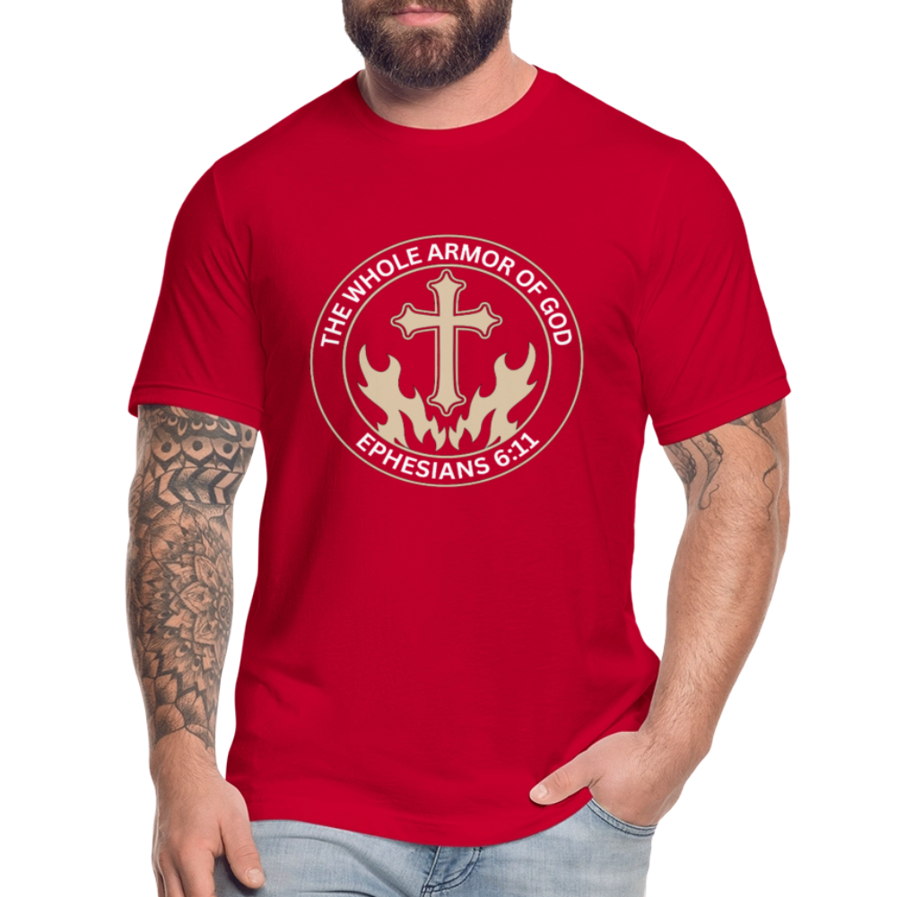 Ephesians 6:11 Unisex Jersey T-Shirt by Bella + Canvas - red