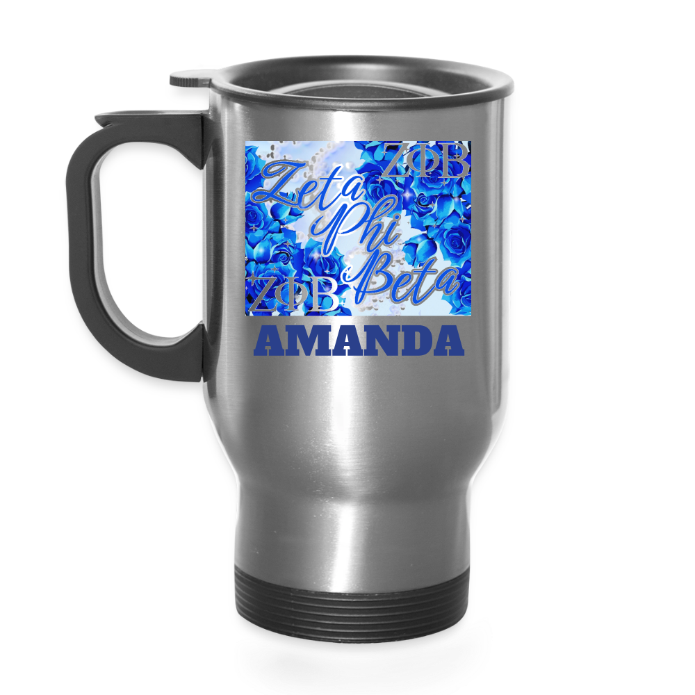 Customizable Zeta Phi Beta 14oz Travel Mug - silver