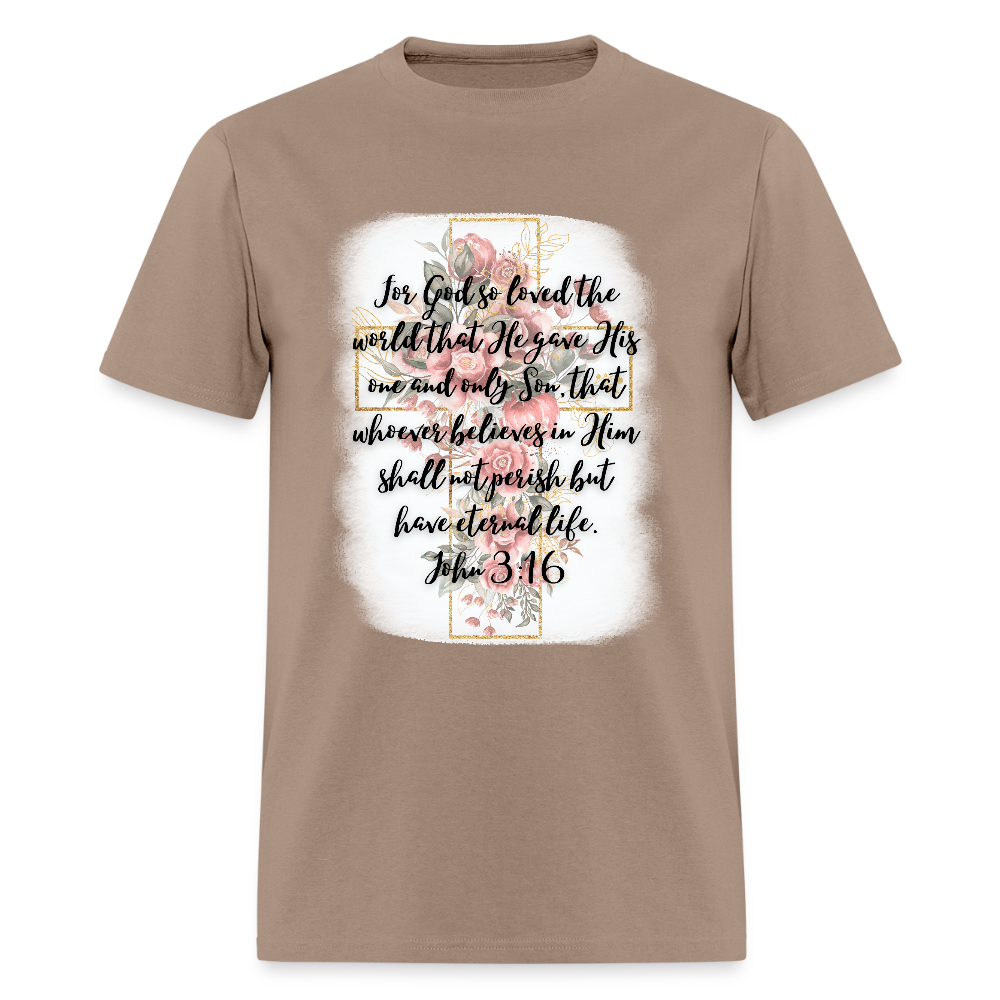 John 3:16 Cross Classic T-Shirt - brown savana