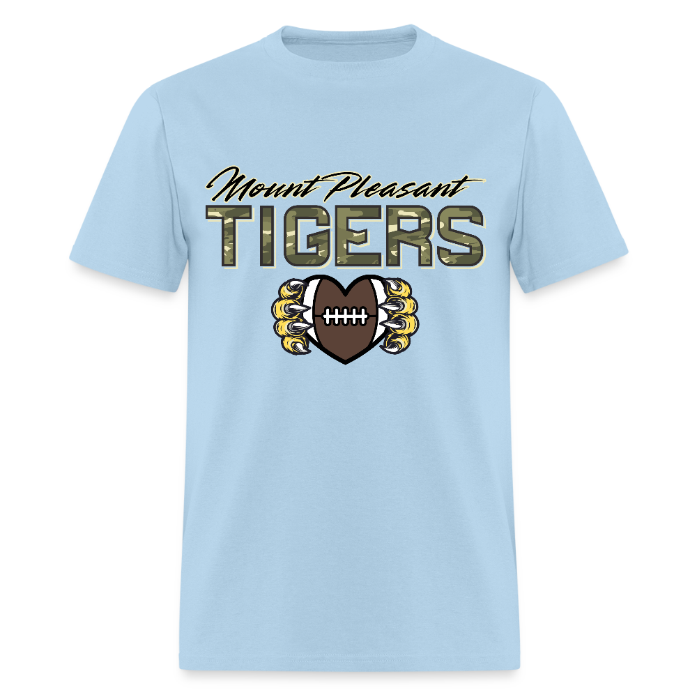 MP Tiger Camo Football Love T-Shirt | GILDAN 5000 - powder blue