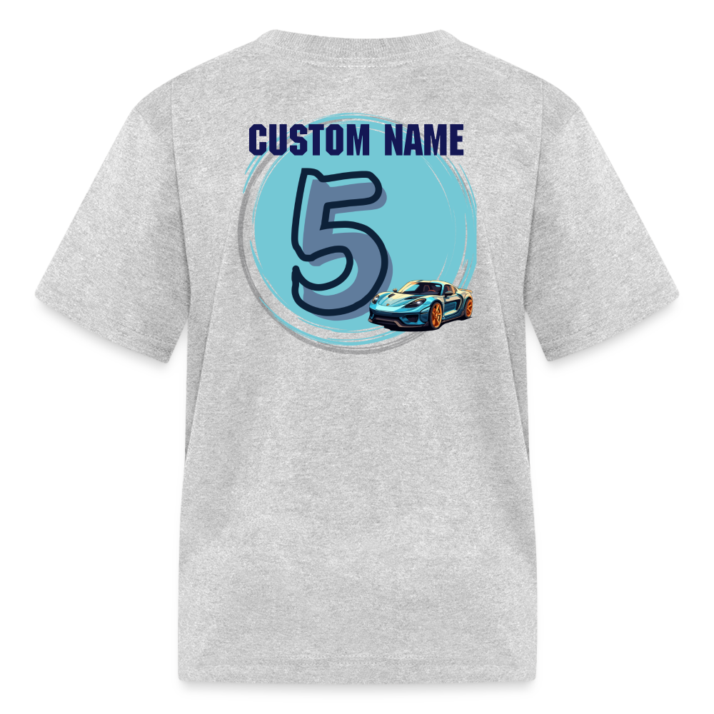 Birthday Boy Custom 5 Car Kids' T-Shirt - heather gray