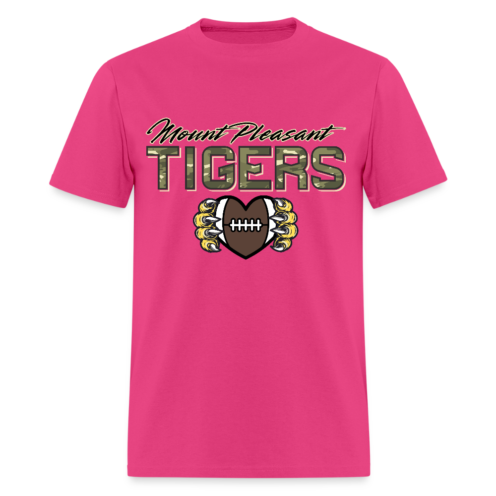 MP Tiger Camo Football Love T-Shirt | GILDAN 5000 - fuchsia