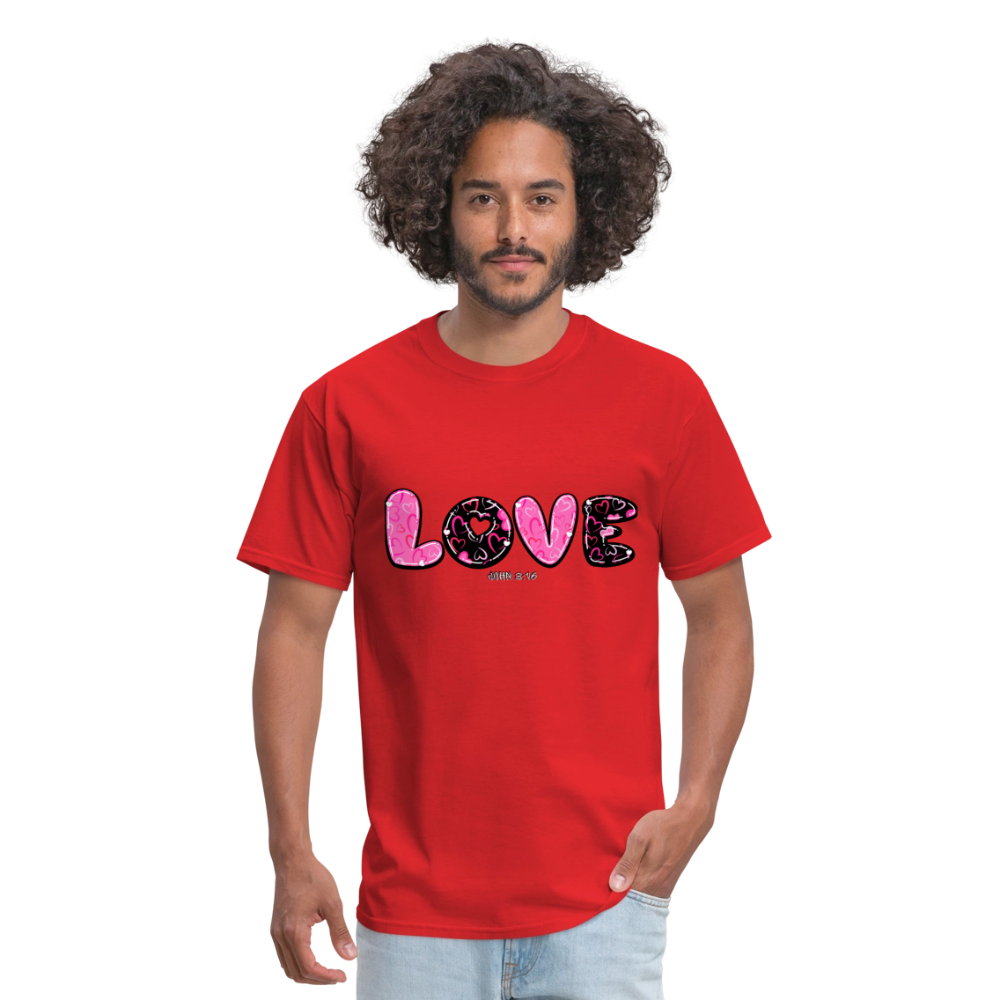 John 3:16 Pink and Black Classic T-Shirt - red