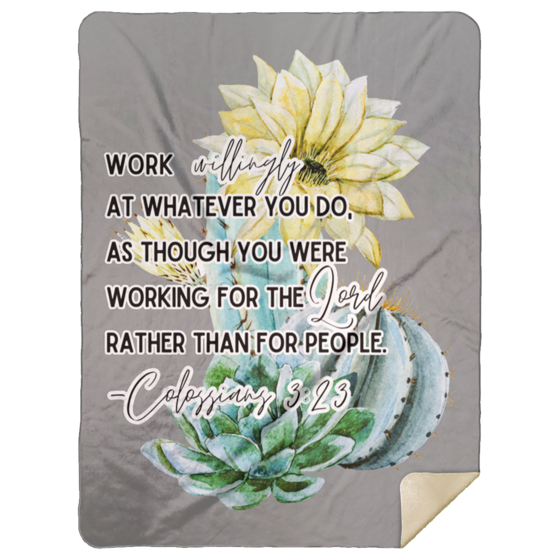 Colossians 3:23 yellow Premium Mink Sherpa Blanket 60x80