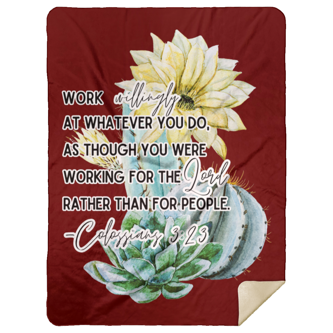 Colossians 3:23 yellow Premium Mink Sherpa Blanket 60x80