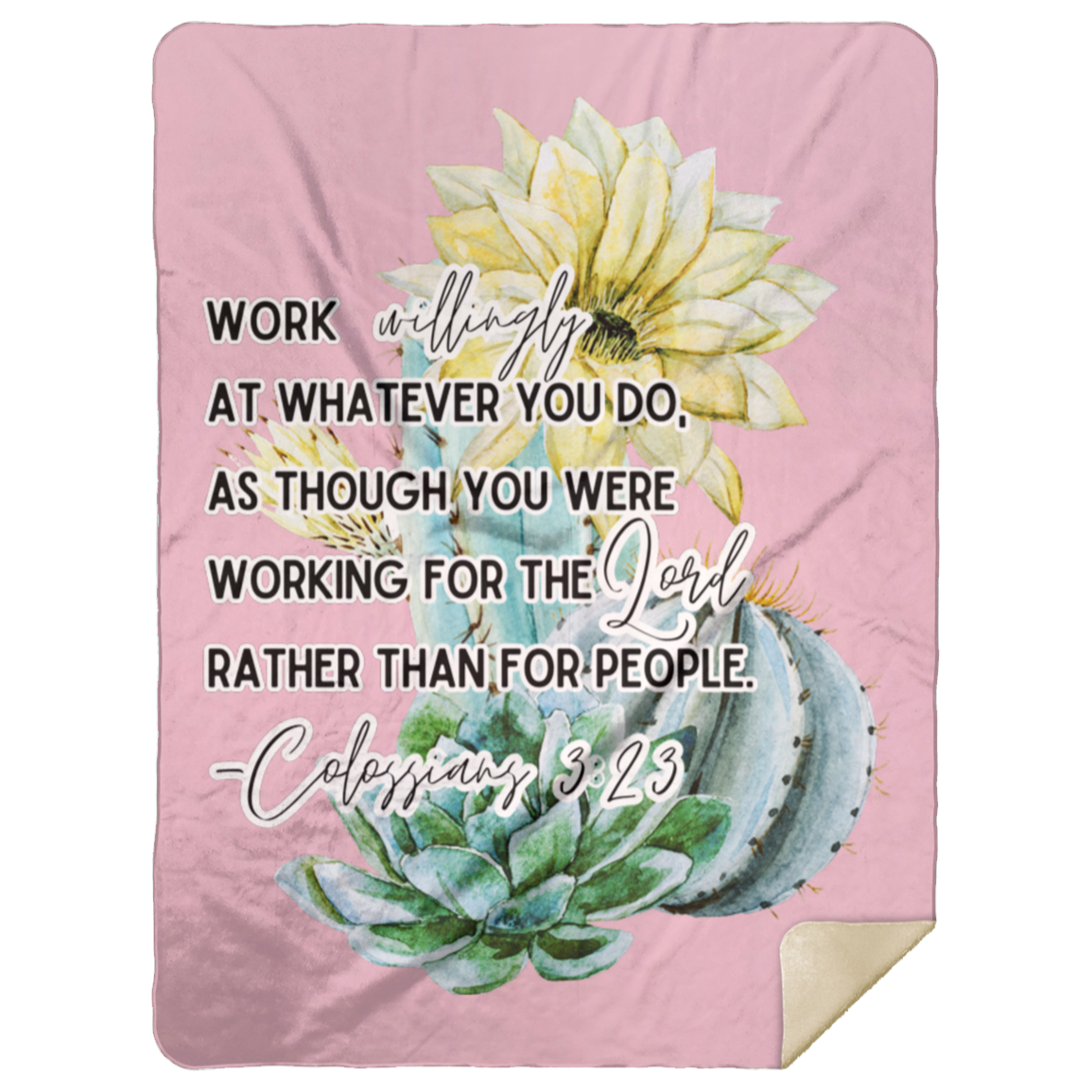 Colossians 3:23 yellow Premium Mink Sherpa Blanket 60x80