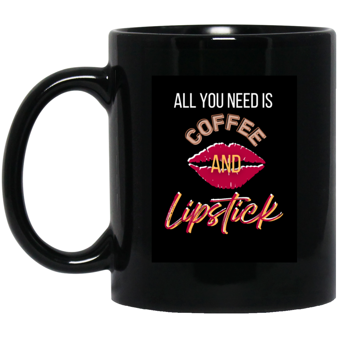 Coffee & Lipstick 11 oz. Black Mug