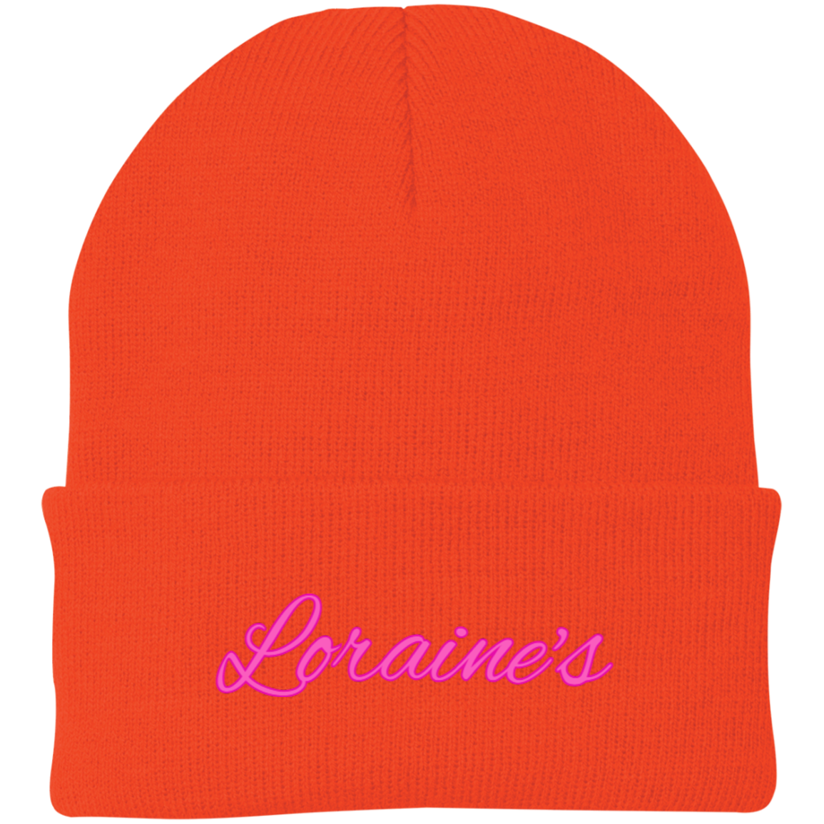 Loraine's Bright Pink Embroidered Knit Cap