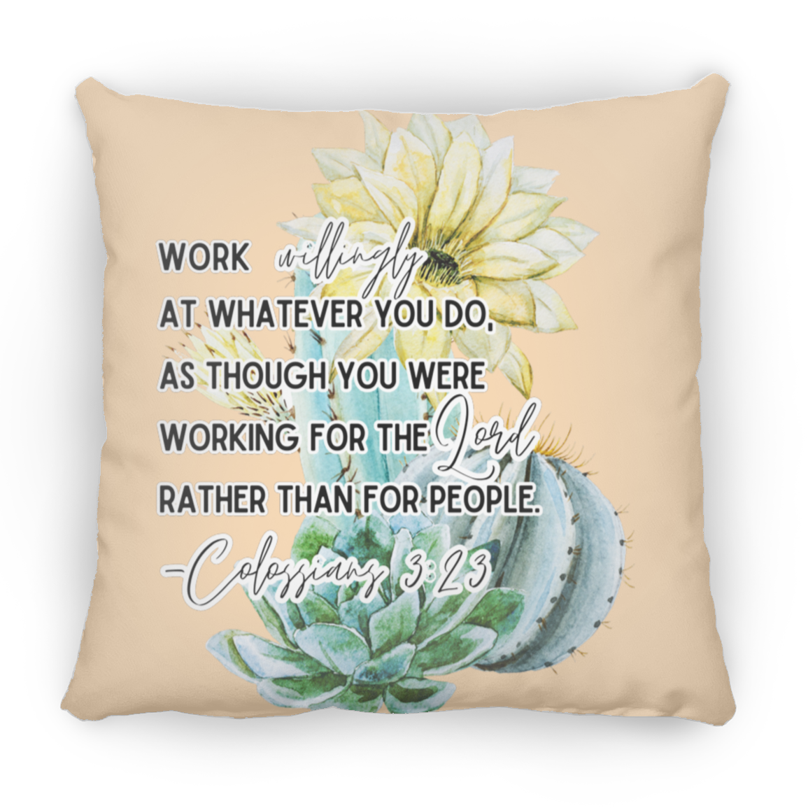 Colossians 3:23 yellow Large Square Pillow