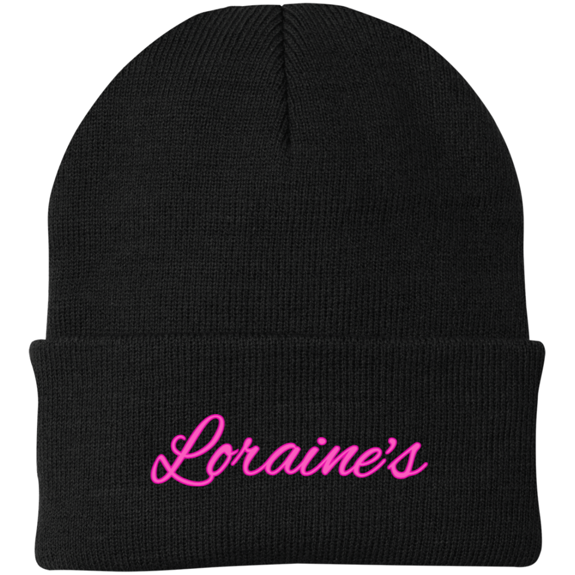 Loraine's Bright Pink Embroidered Knit Cap
