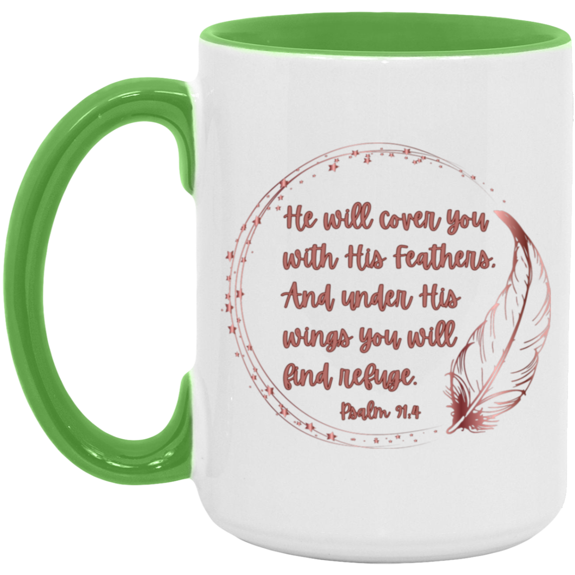 Psalm 91:4 mauve 15oz. Accent Mug