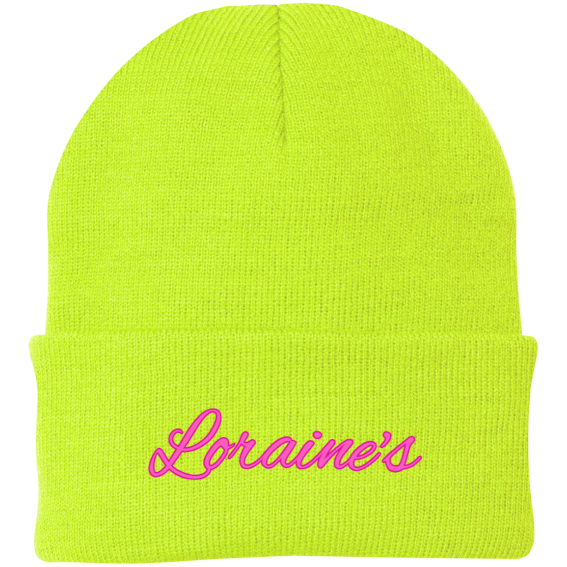 Loraine's Bright Pink Embroidered Knit Cap