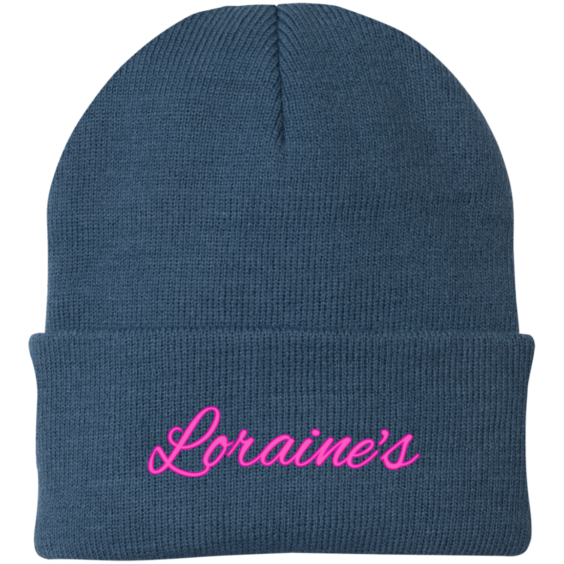 Loraine's Bright Pink Embroidered Knit Cap