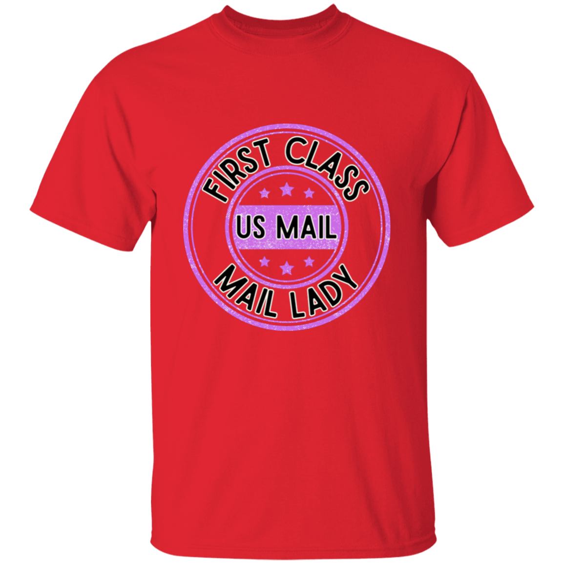 First Class Mail Lady Purple- S-6xl- 5.3 oz. T-Shirt